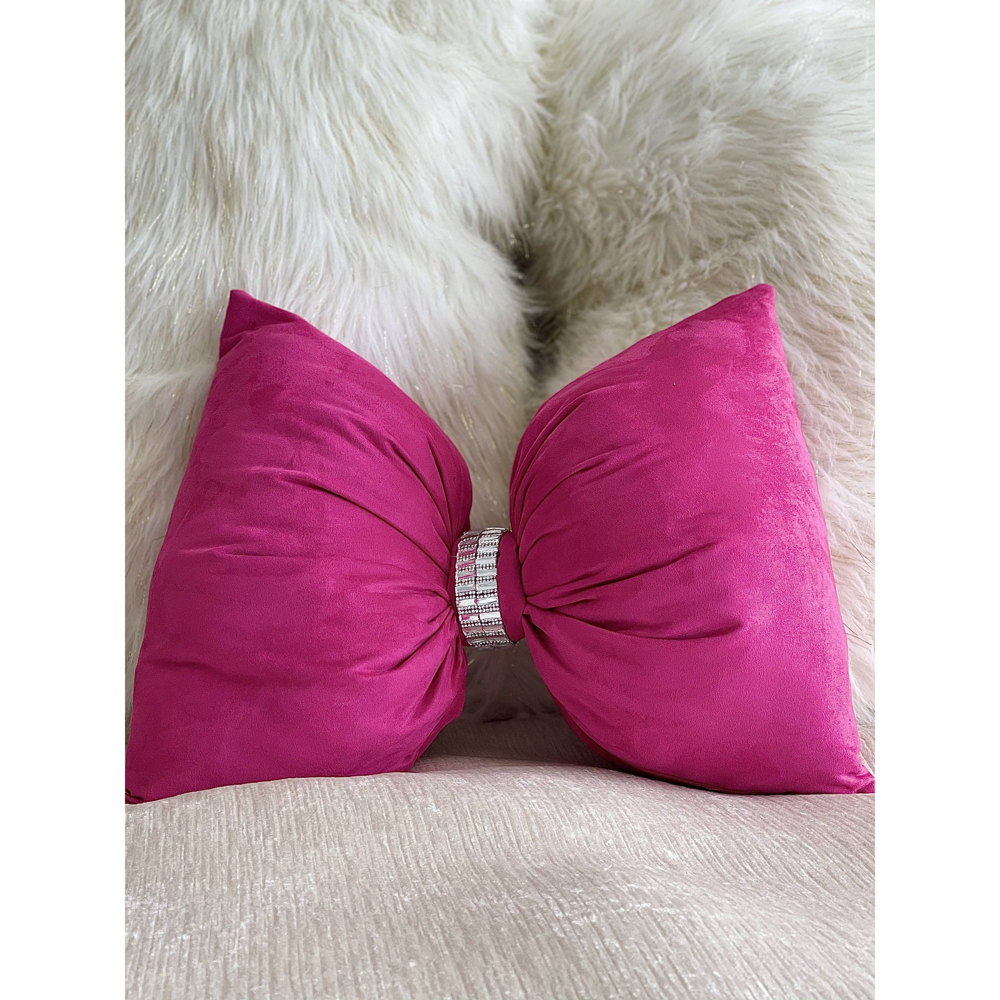 Hot pink bow pillow